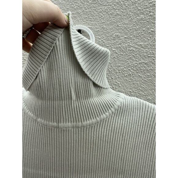 Orvis Womens Sweater Size Medium Gray Ribbed Knit Turtleneck Long Sleeve - Picture 3 of 11